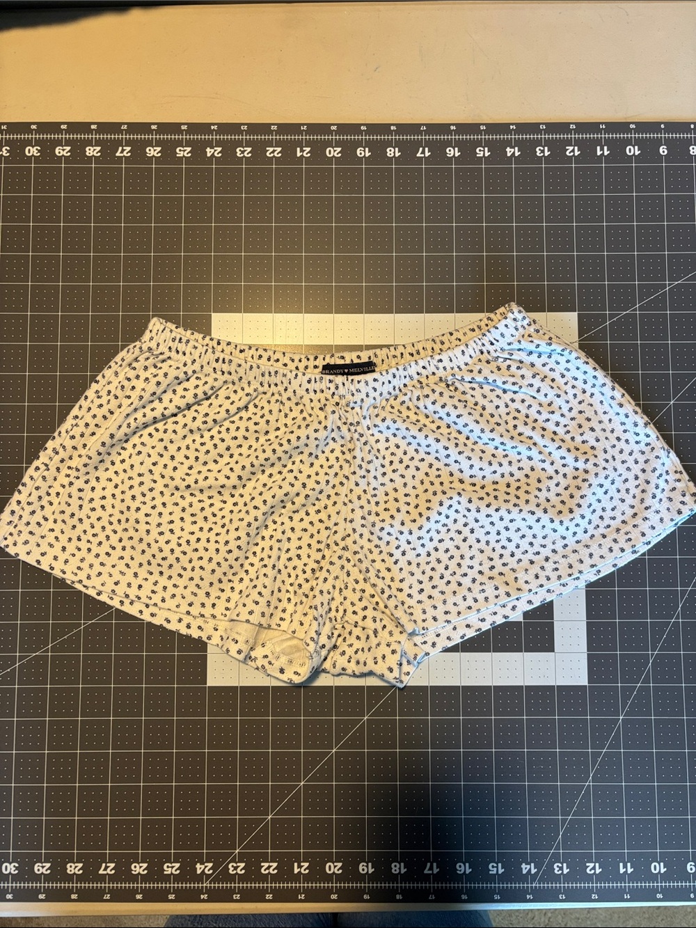 Brandy Melville White Shorts with Navy Floral Print